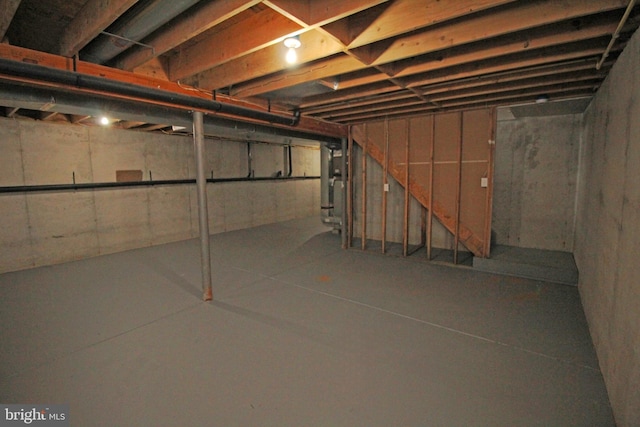 basement featuring water heater