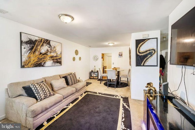 living area with carpet floors