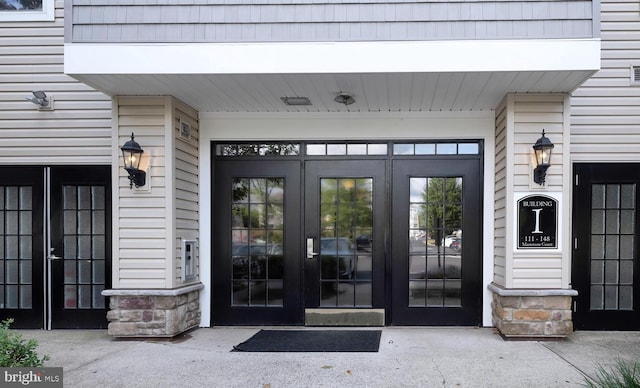 property entrance with french doors