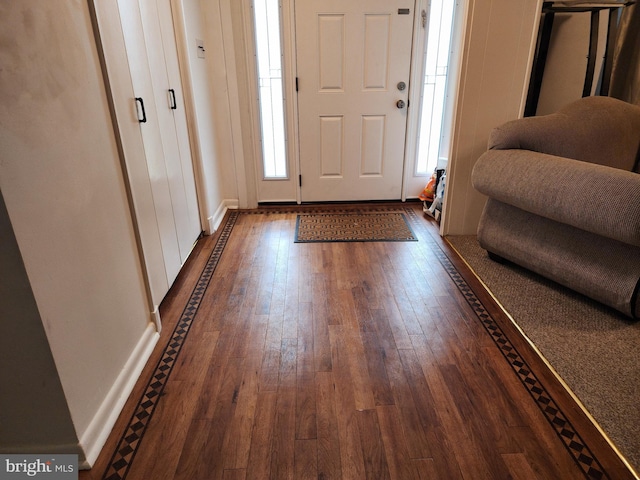 entryway featuring dark wood-type flooring