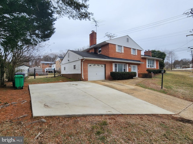 exterior space with a garage