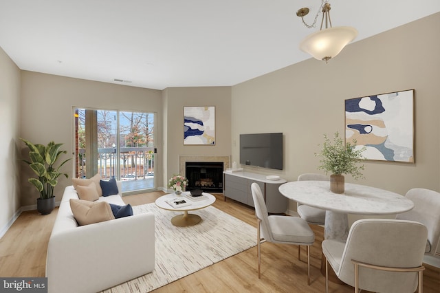 living room featuring light hardwood / wood-style flooring