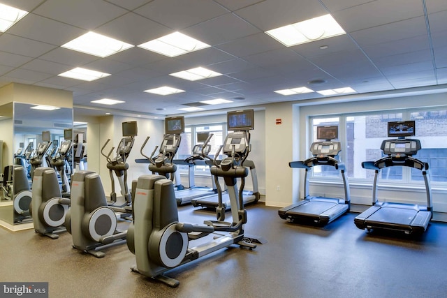 130 S 18th St Unit 3103, Philadelphia, PA 19103 - exercise room with a drop ceiling