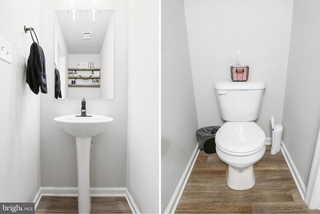 bathroom featuring toilet and hardwood / wood-style floors