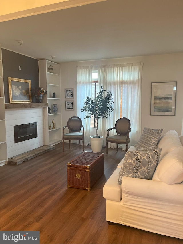 living room featuring dark hardwood / wood-style floors