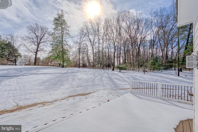 view of yard covered in snow