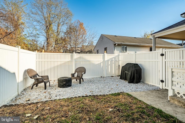 view of yard with a fenced backyard