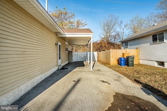 exterior space with fence and a patio