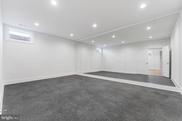 interior space with visible vents, baseboards, and recessed lighting