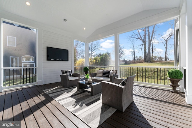 deck with an outdoor hangout area