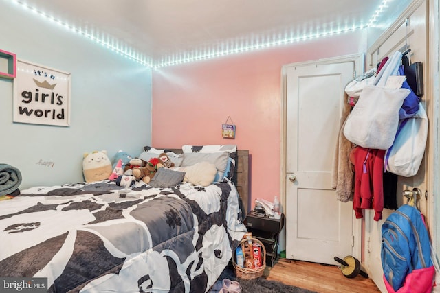 bedroom featuring wood-type flooring