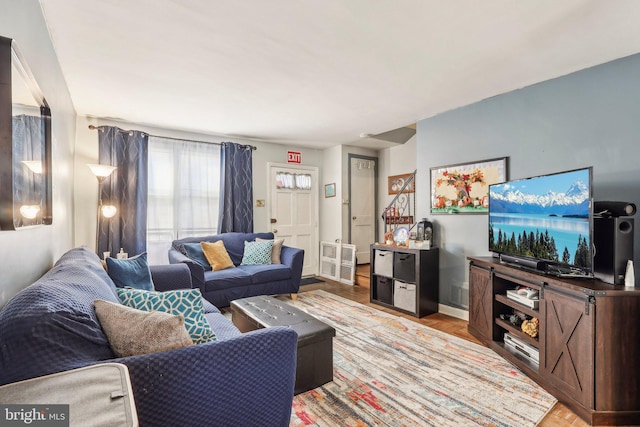 living room featuring light hardwood / wood-style flooring