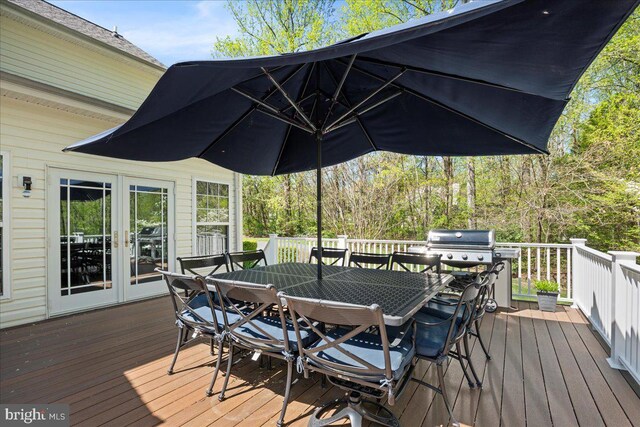 450 Marley Run, Huntingtown, MD 20639 - deck featuring area for grilling, french doors, and outdoor dining space