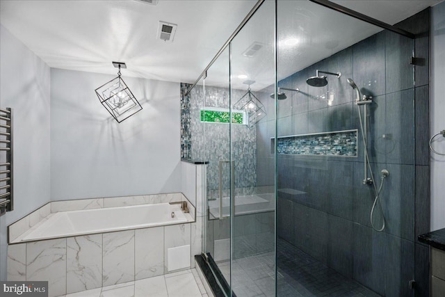 450 Marley Run, Huntingtown, MD 20639 - full bathroom with a garden tub, a stall shower, and visible vents