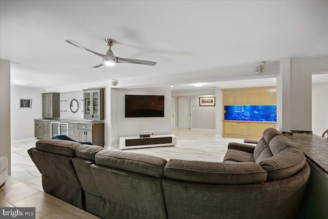 450 Marley Run, Huntingtown, MD 20639 - living room featuring baseboards and a ceiling fan