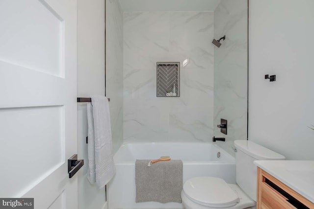 bathroom with  shower combination, vanity, and toilet