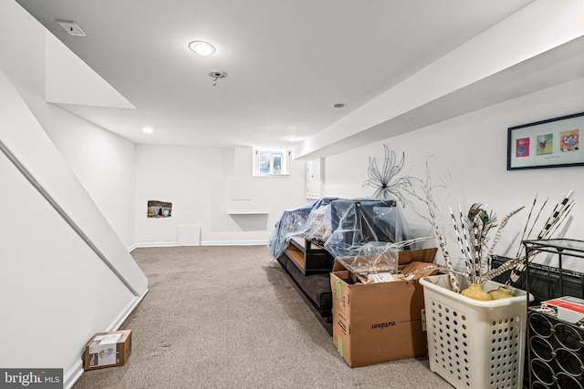 interior space featuring carpet flooring