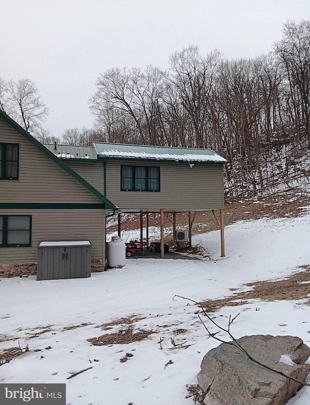 exterior space with a garage