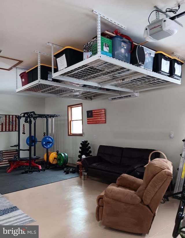 living room featuring concrete floors