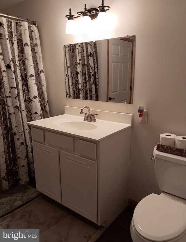 bathroom with toilet and vanity