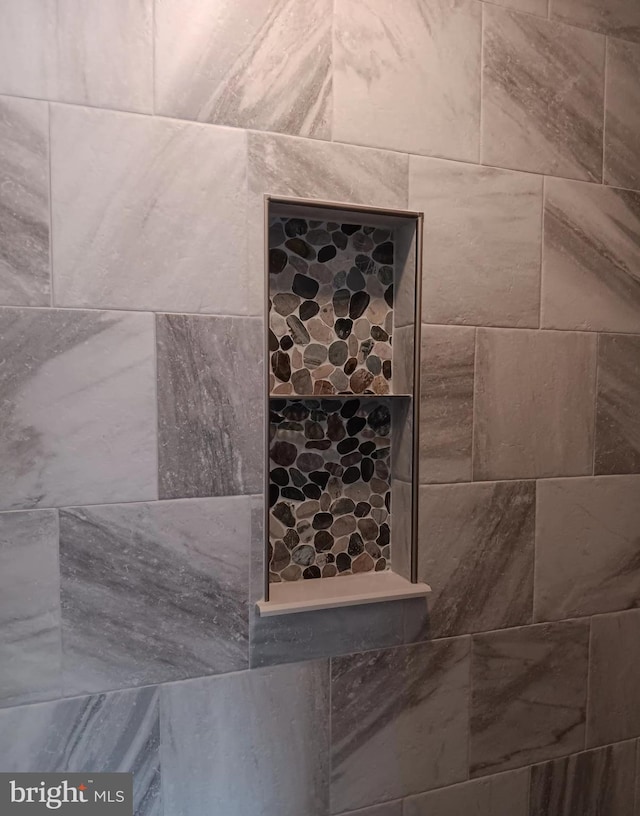 interior details featuring tiled shower