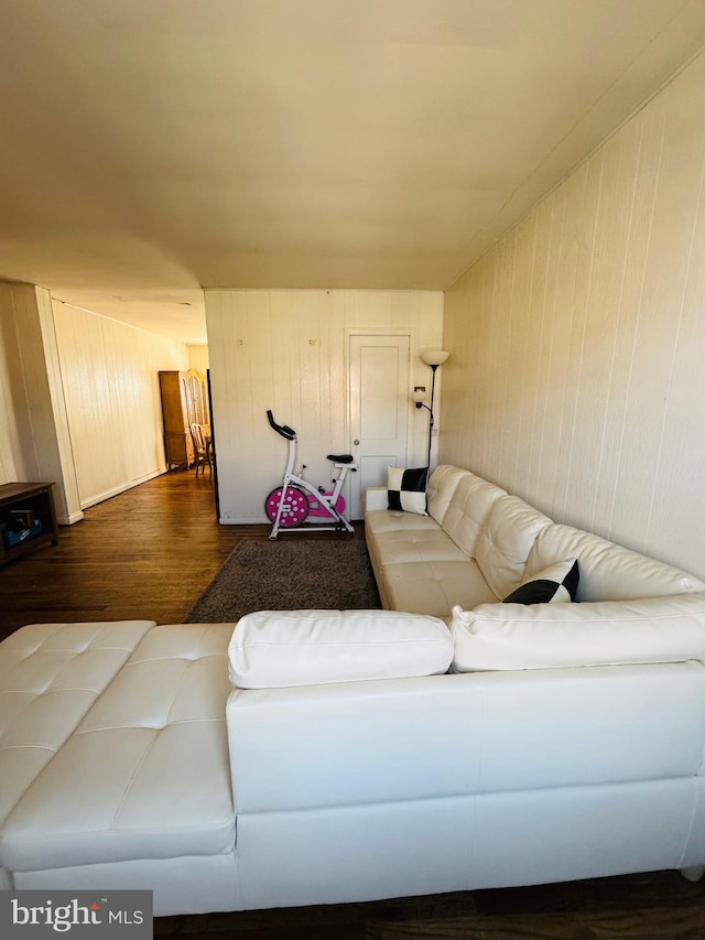 living area with dark wood-style floors