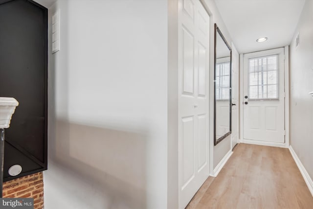 doorway featuring light wood-type flooring