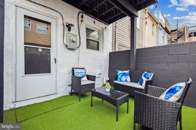 view of patio / terrace with an outdoor living space