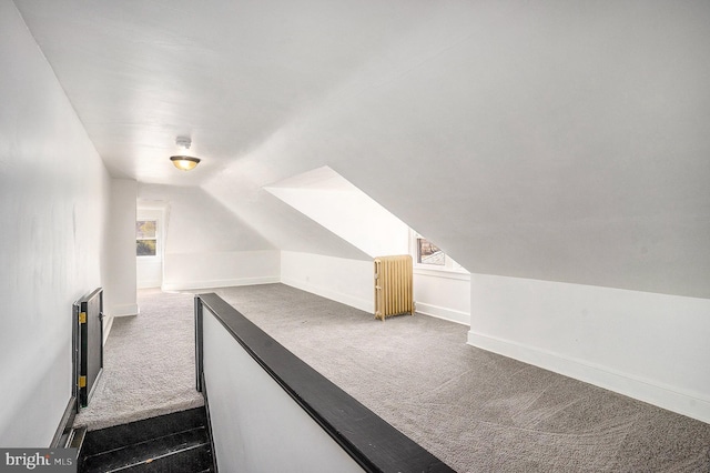 bonus room with carpet floors and lofted ceiling