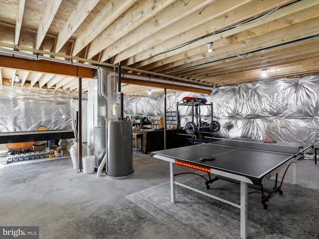 basement featuring water heater