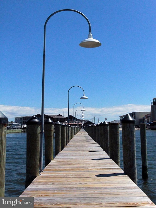 dock area featuring a water view