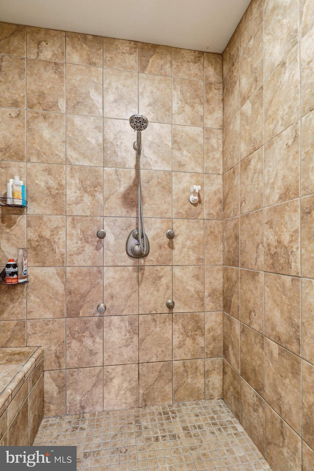 bathroom with a tile shower