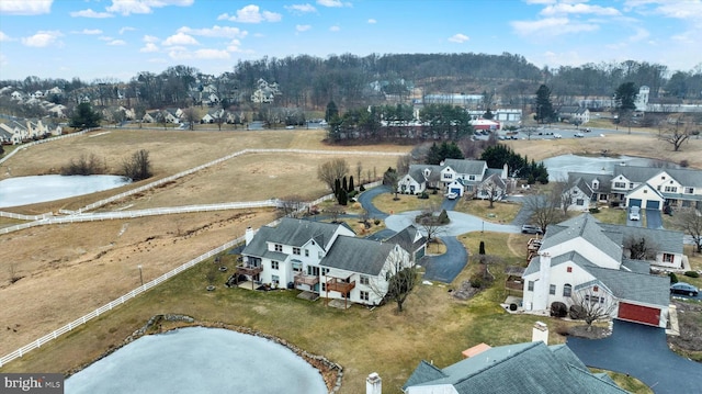 aerial view with a residential view