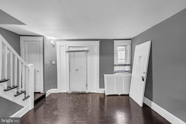 foyer with dark wood-type flooring