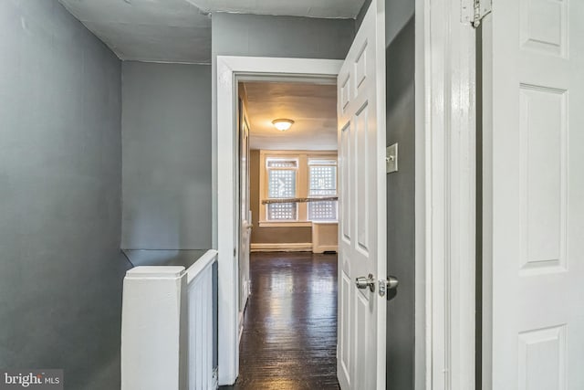 hallway featuring dark hardwood / wood-style floors