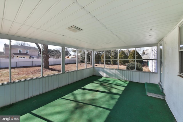 view of unfurnished sunroom