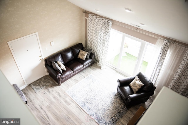 living room featuring light hardwood / wood-style flooring