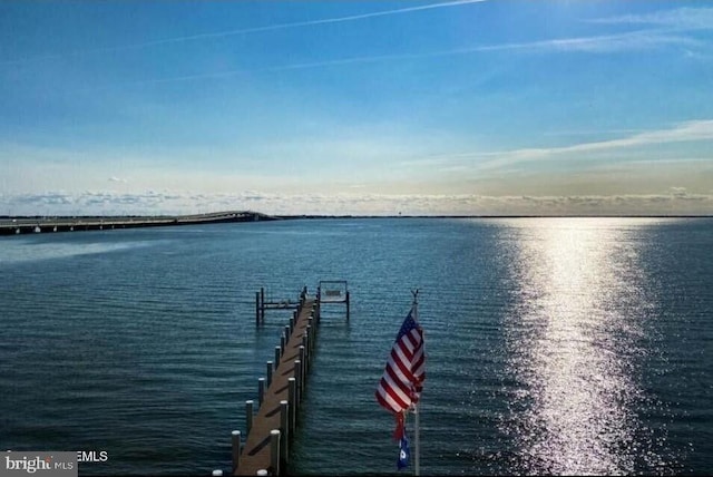 view of dock featuring a water view