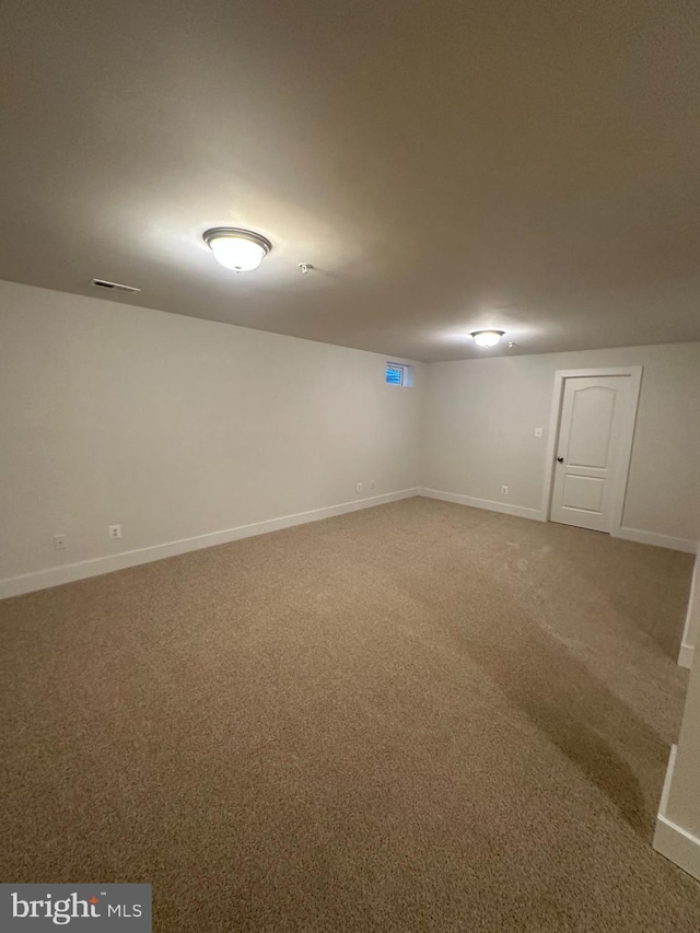 basement with carpet floors