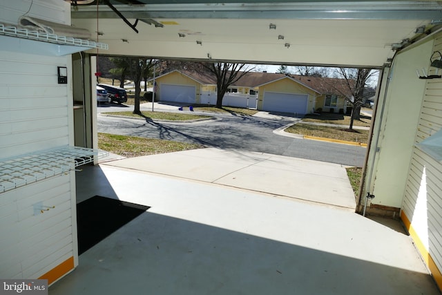 garage with a residential view