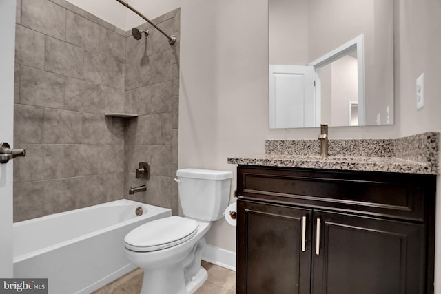 full bath with tile patterned flooring, shower / bathing tub combination, vanity, and toilet