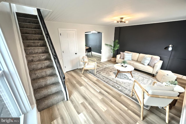 living room featuring light hardwood / wood-style flooring