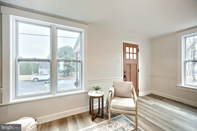 living area featuring light hardwood / wood-style floors