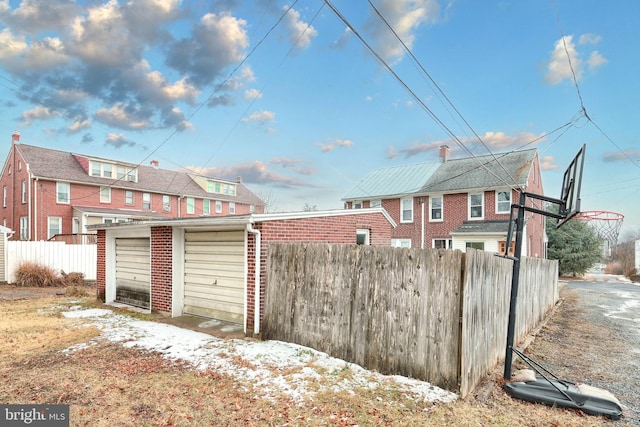 exterior space featuring a garage