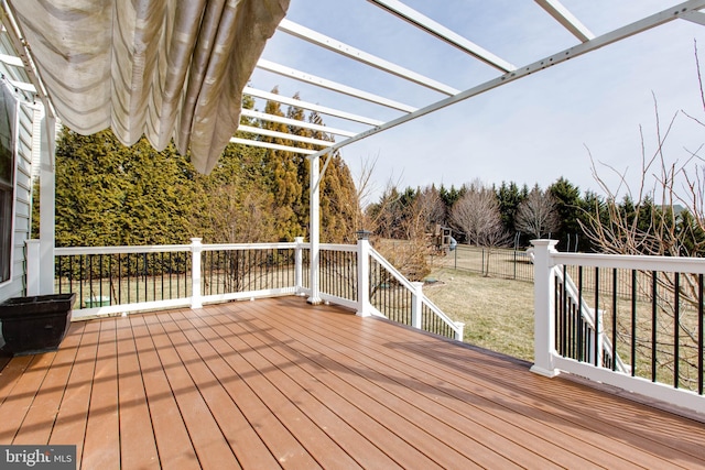 deck featuring a pergola