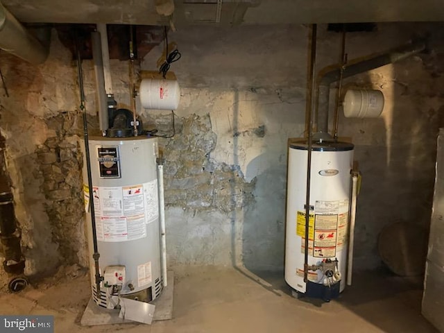 utility room featuring water heater