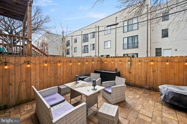 view of patio with outdoor lounge area