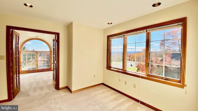 carpeted spare room featuring a wealth of natural light