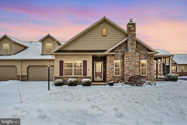 view of front of house with a garage