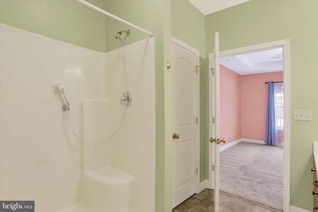 bathroom featuring walk in shower